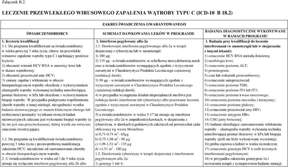 zapalenie wątroby typu C i spełniający poniższe kryteria: 1) obecność wiremii HCV RNA w surowicy krwi lub w tkance wątrobowej; 2) obecność przeciwciał anty-hcv; 3) zmiany zapalne i włóknienie w