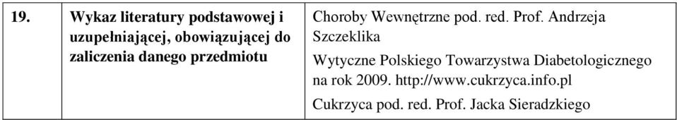 Andrzeja Szczeklika Wytyczne Polskiego Towarzystwa Diabetologicznego