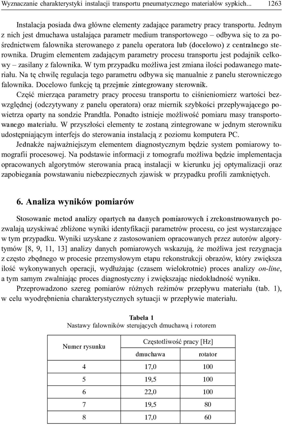 Drugim elementem zadaj¹cym parametry procesu transportu jest podajnik celkowy zasilany z falownika. W tym przypadku mo liwa jest zmiana iloœci podawanego materia³u.