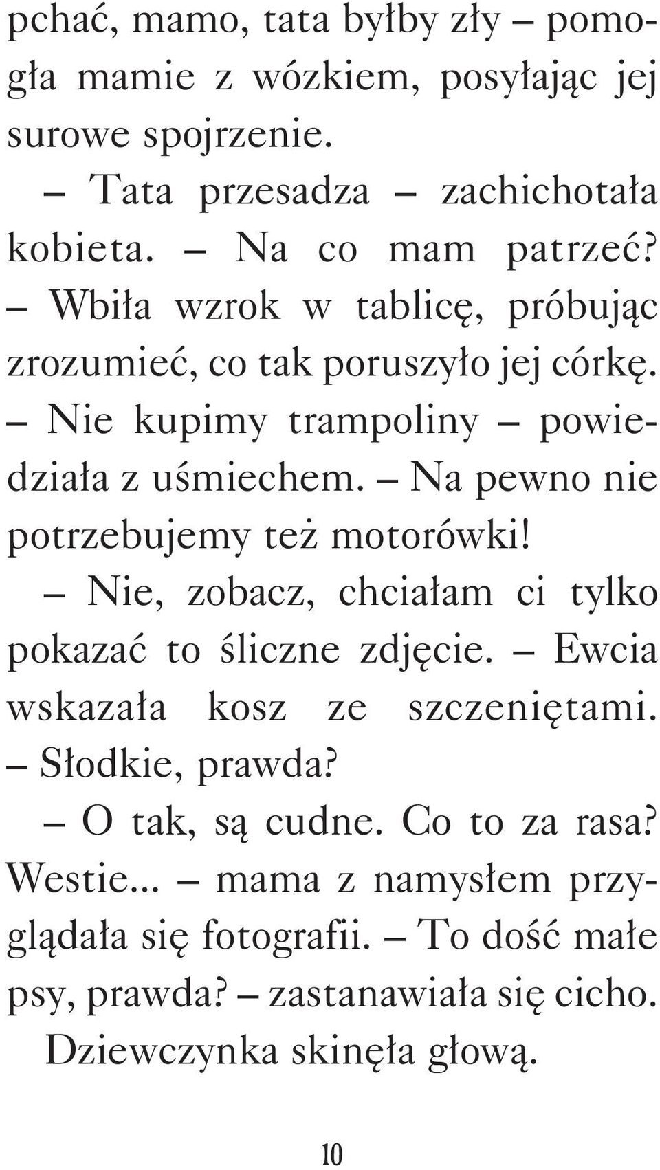 Na pewno nie potrzebujemy też motorówki! Nie, zobacz, chciałam ci tylko pokazać to śliczne zdjęcie. Ewcia wskazała kosz ze szczeniętami.