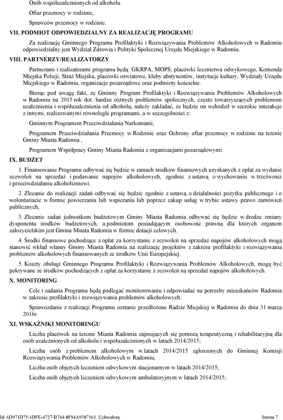 Urzędu Miejskiego w Radomiu. VIII.