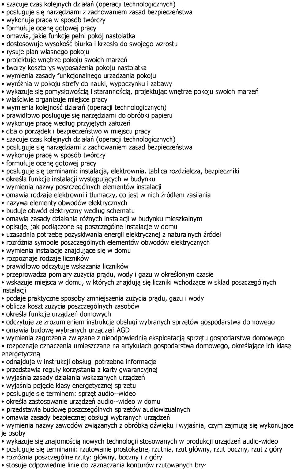 urządzania pokoju wyróżnia w pokoju strefy do nauki, wypoczynku i zabawy wykazuje się pomysłowością i starannością, projektując wnętrze pokoju swoich marzeń prawidłowo posługuje się narzędziami do