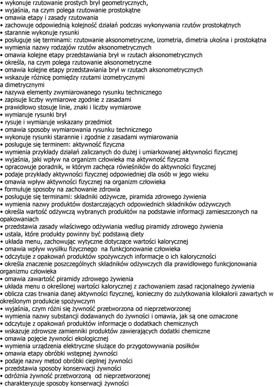 wymiarowe wymiaruje rysunki brył rysuje i wymiaruje wskazany przedmiot omawia sposoby wymiarowania rysunku technicznego wykonuje rysunki starannie i zgodnie z zasadami wymiarowania wyjaśnia, jaki