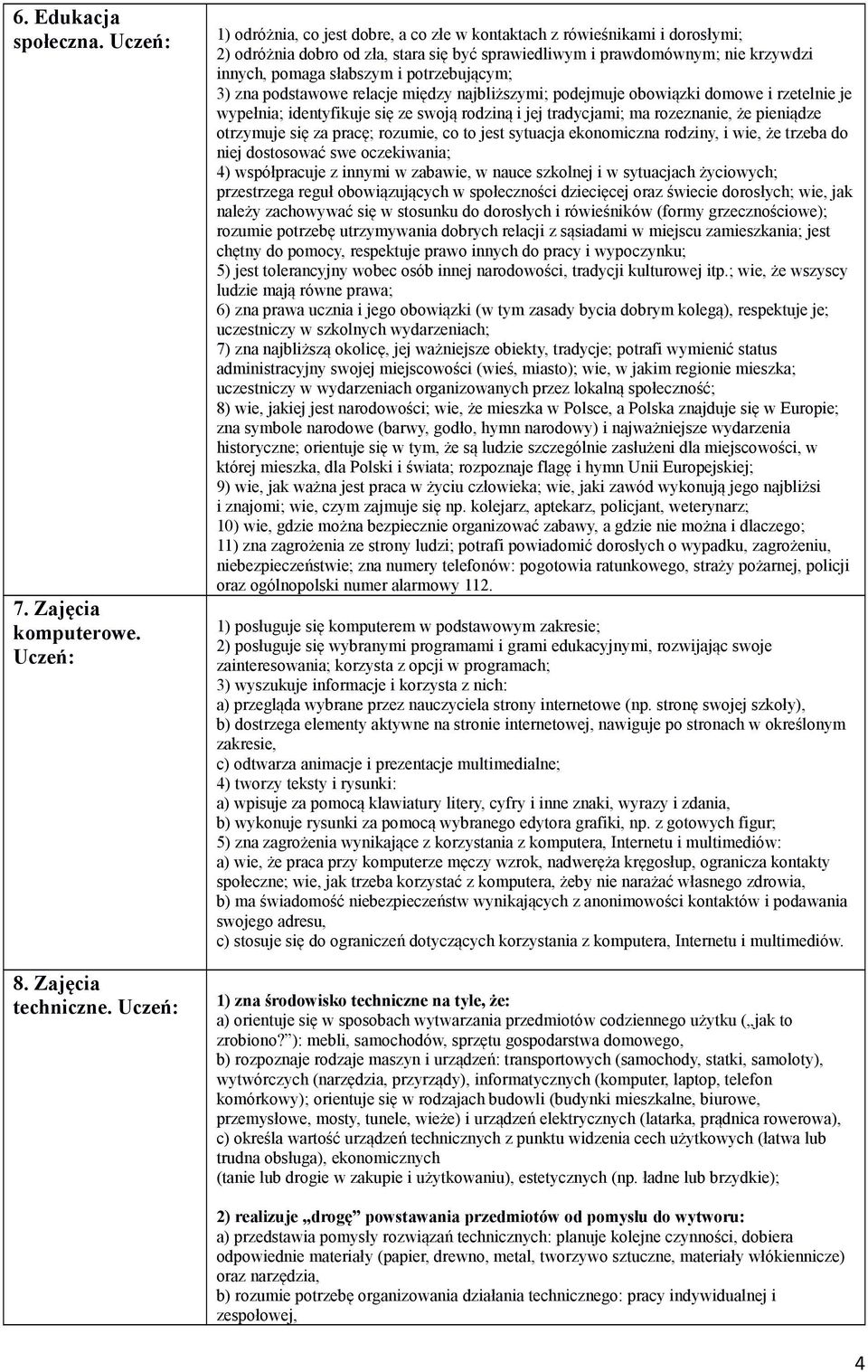 potrzebującym; 3) zna podstawowe relacje między najbliższymi; podejmuje obowiązki domowe i rzetelnie je wypełnia; identyfikuje się ze swoją rodziną i jej tradycjami; ma rozeznanie, że pieniądze