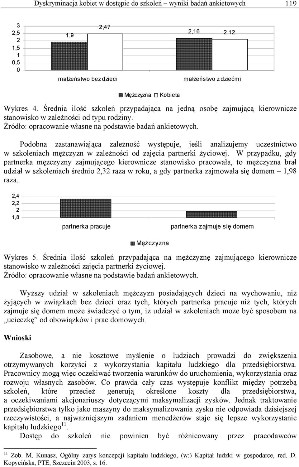 Podobna zastanawiająca zależność występuje, jeśli analizujemy uczestnictwo w szkoleniach mężczyzn w zależności od zajęcia partnerki życiowej.