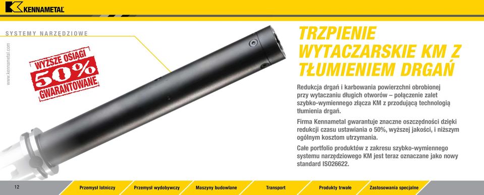 Firma Kennametal gwarantuje znaczne oszczędności dzięki redukcji czasu ustawiania o 50%, wyższej jakości, i niższym ogólnym