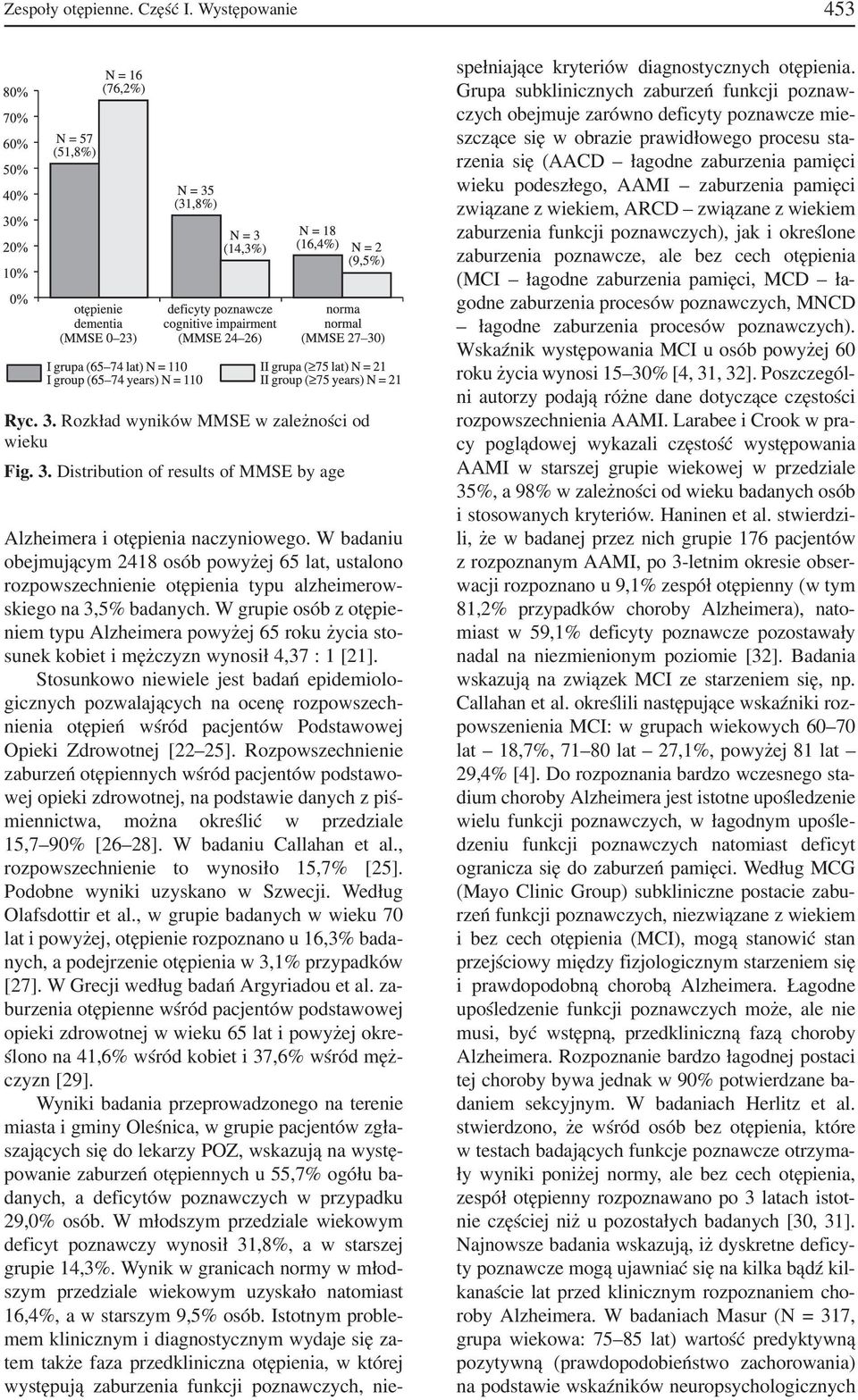 W grupie osób z otępie niem typu Alzheimera powyżej 65 roku życia sto sunek kobiet i mężczyzn wynosił 4,37 : 1 [21].