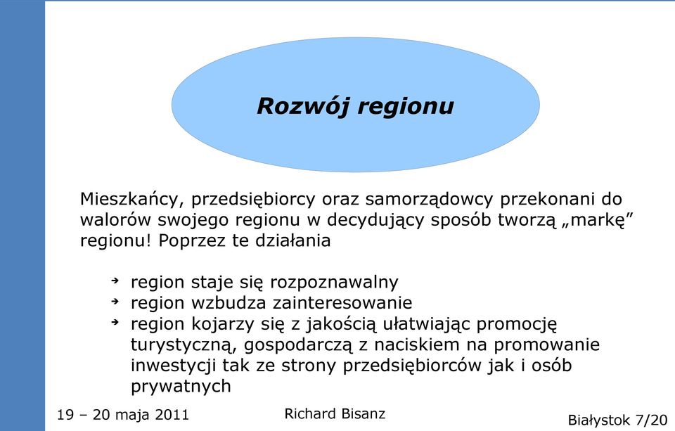 Poprzez te działania region staje się rozpoznawalny region wzbudza zainteresowanie region kojarzy