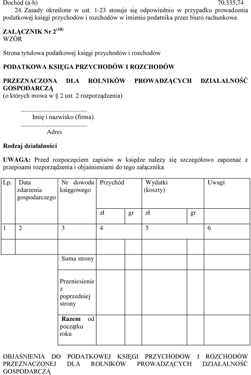 mowa w 2 ust. 2 rozporządzenia)... Imię i nazwisko (firma).