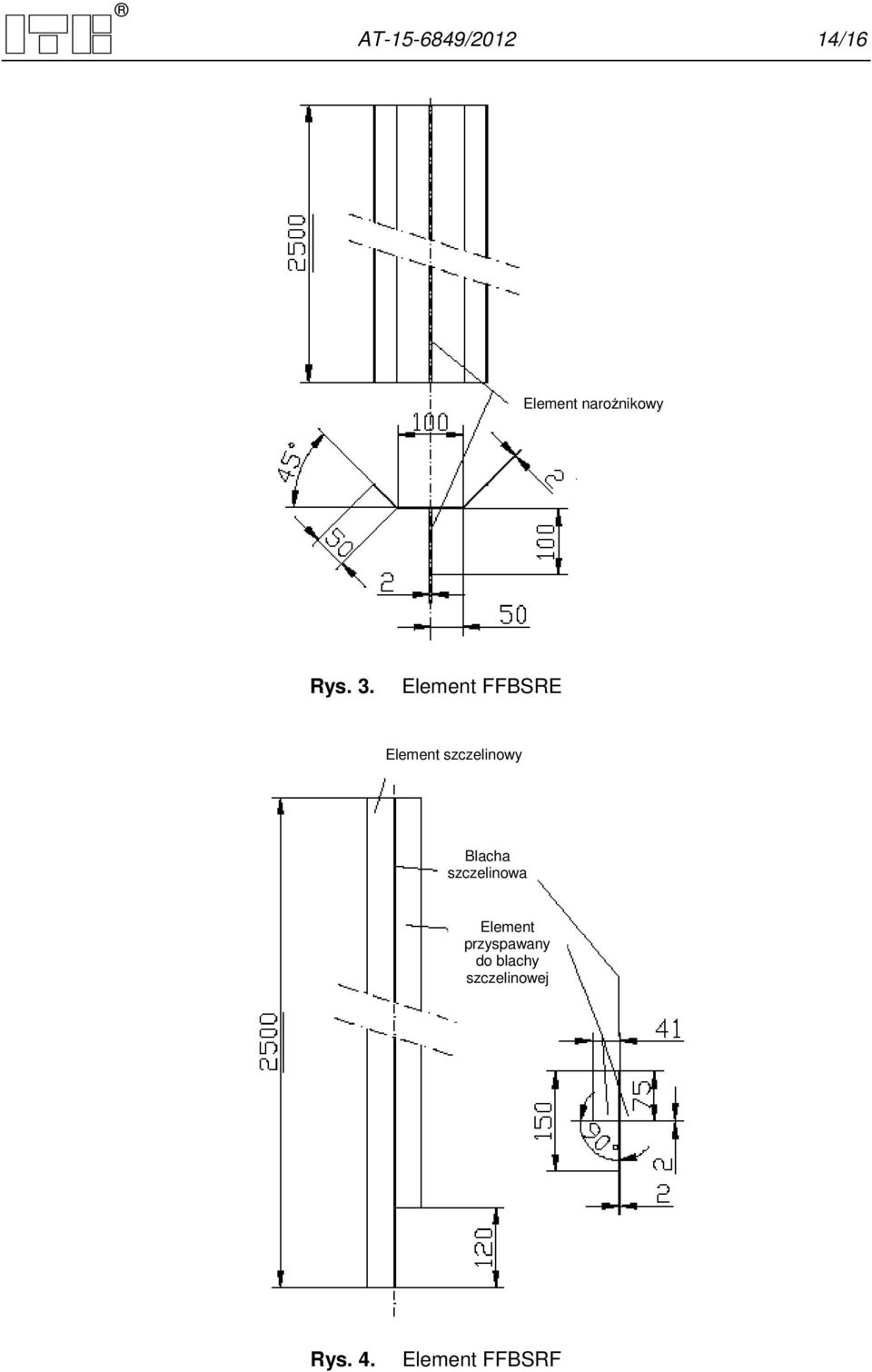 Element FFBSRE Element szczelinowy Blacha