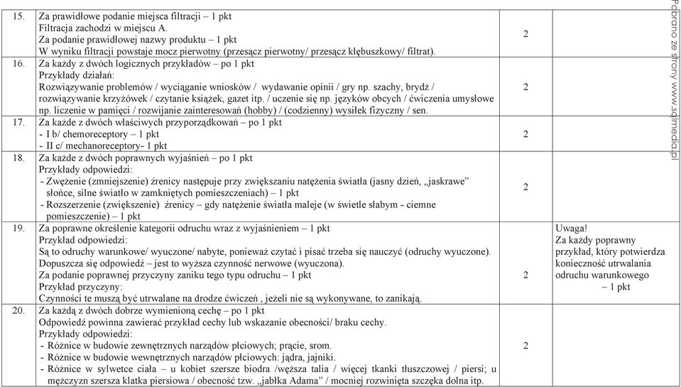 Za ka dy z dwóch logicznych przyk adów po 1 pkt Przyk ady dzia a : Rozwi zywanie problemów / wyci ganie wniosków / wydawanie opinii / gry np.