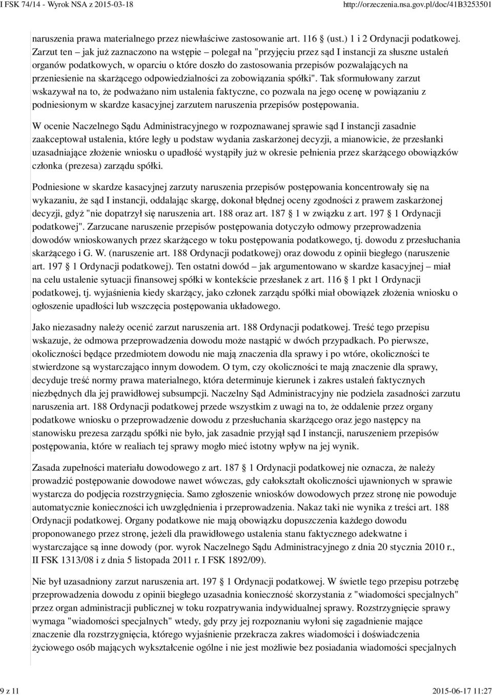 przeniesienie na skarżącego odpowiedzialności za zobowiązania spółki".