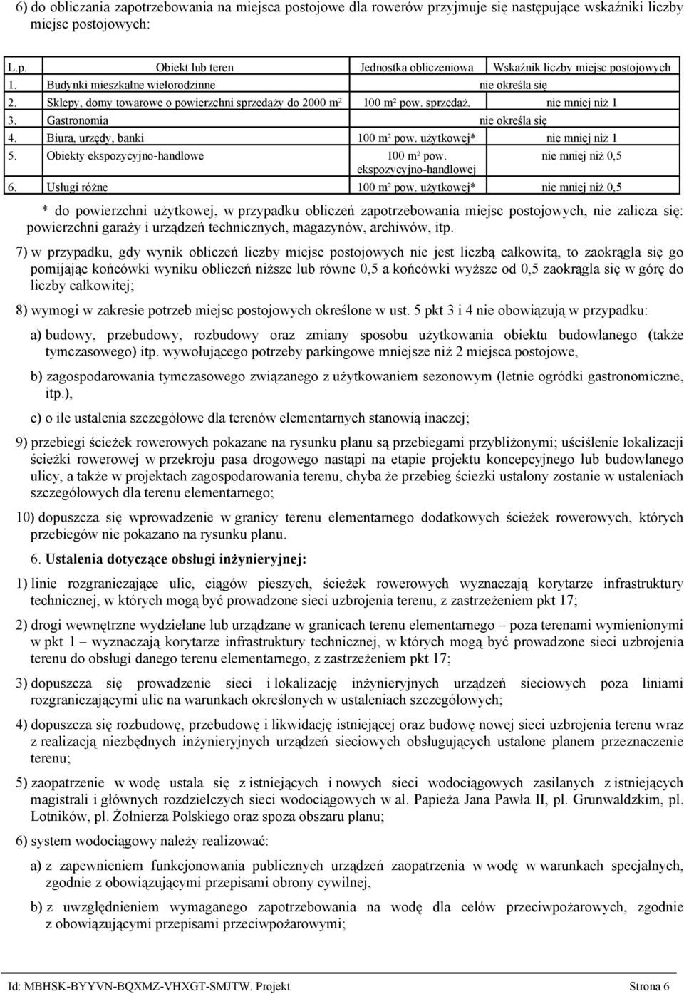 Biura, urzędy, banki 100 m² pow. użytkowej* nie mniej niż 1 5. Obiekty ekspozycyjno handlowe 100 m² pow. ekspozycyjno handlowej nie mniej niż 0,5 6. Usługi różne 100 m² pow.