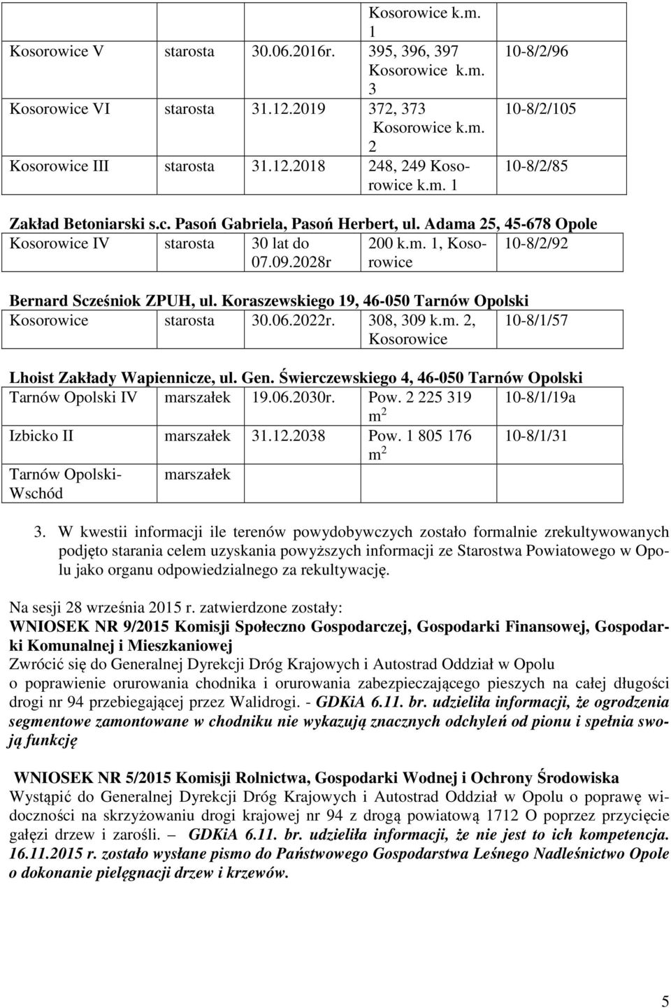 Koraszewskiego 19, 46-050 Tarnów Opolski Kosorowice starosta 30.06.2022r. 308, 309 k.m. 2, Kosorowice 10-8/1/57 Lhoist Zakłady Wapiennicze, ul. Gen.