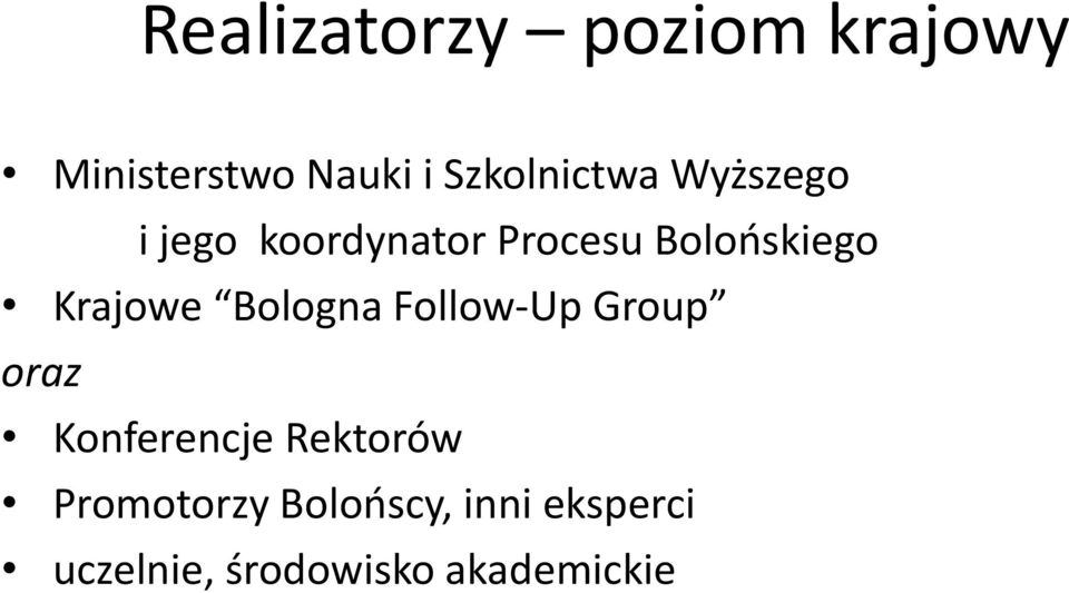 Bolońskiego Krajowe Bologna Follow Up Group oraz