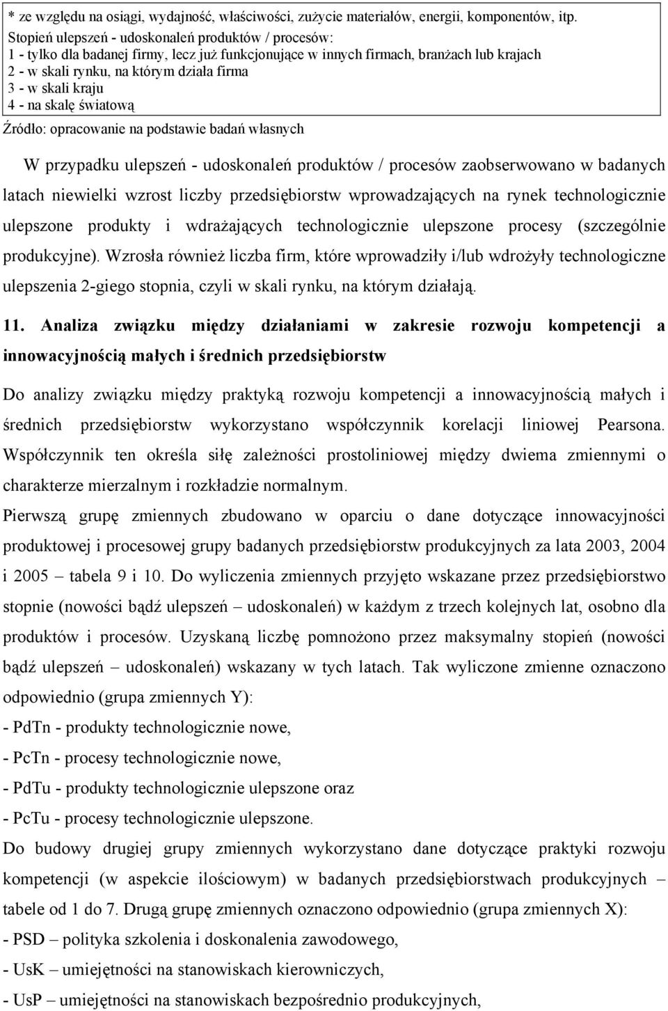 kraju 4 - na skalę światową W przypadku ulepszeń - udoskonaleń produktów / procesów zaobserwowano w badanych latach niewielki wzrost liczby przedsiębiorstw wprowadzających na rynek technologicznie