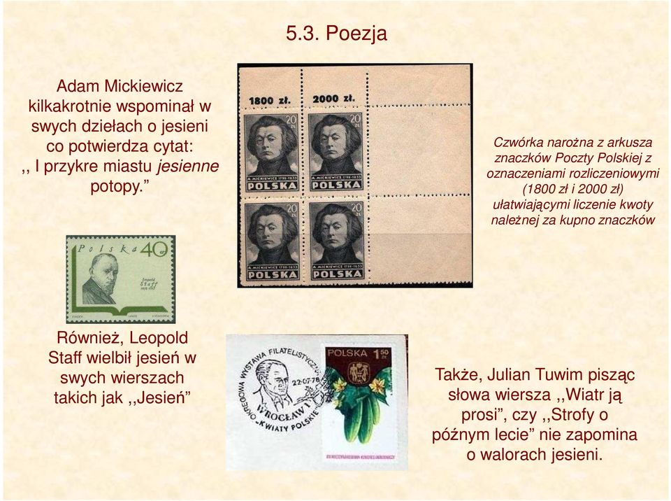 Czwórka naroŝna z arkusza znaczków Poczty Polskiej z oznaczeniami rozliczeniowymi (1800 zł i 2000 zł) ułatwiającymi