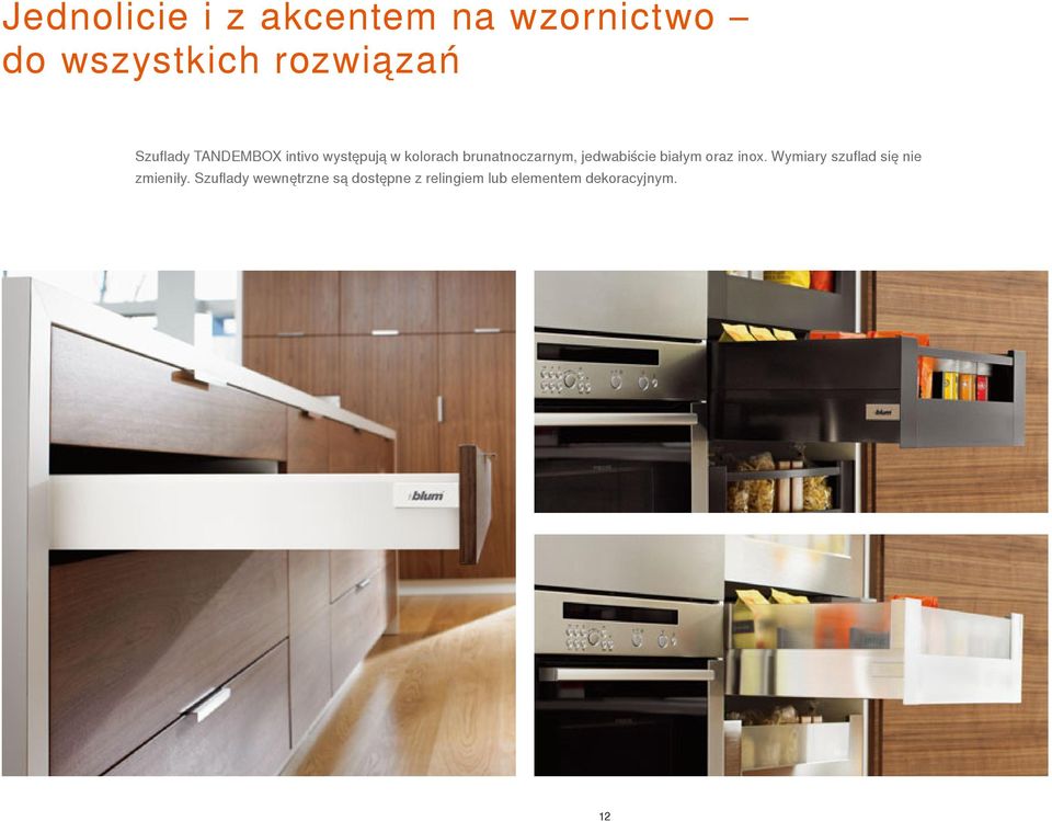 jedwabiście białym oraz inox. Wymiary szuflad się nie zmieniły.