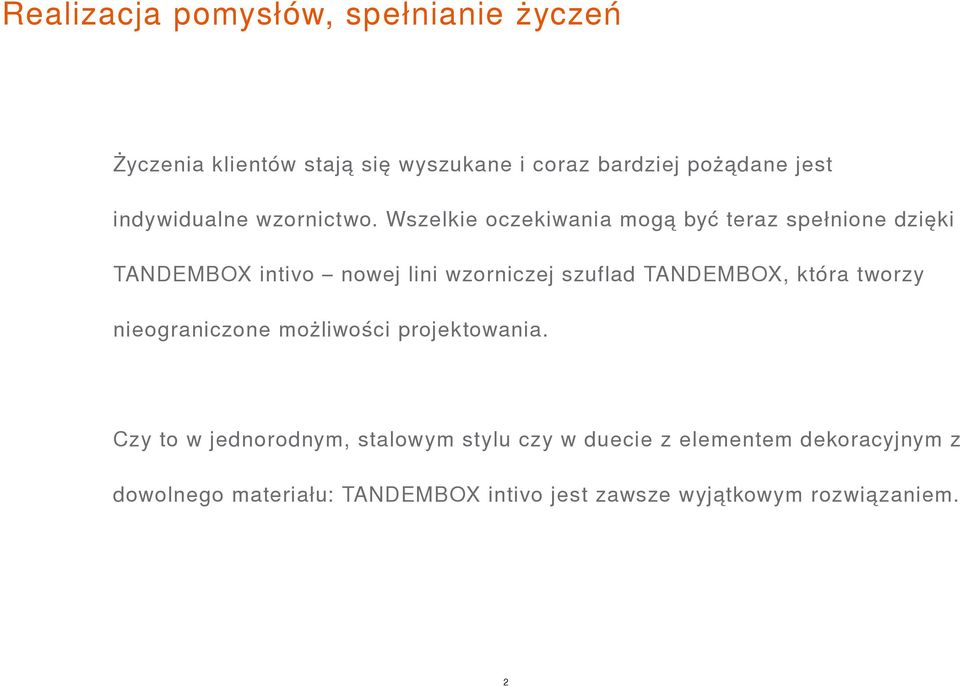 Wszelkie oczekiwania mogą być teraz spełnione dzięki TANDEMBOX intivo nowej lini wzorniczej szuflad TANDEMBOX,