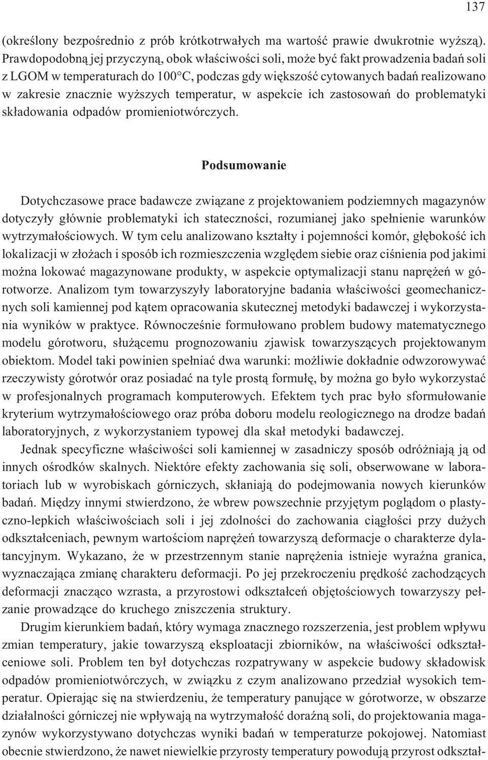 szych temperatur, w aspekcie ich zastosowañ do problematyki sk³adowania odpadów promieniotwórczych.