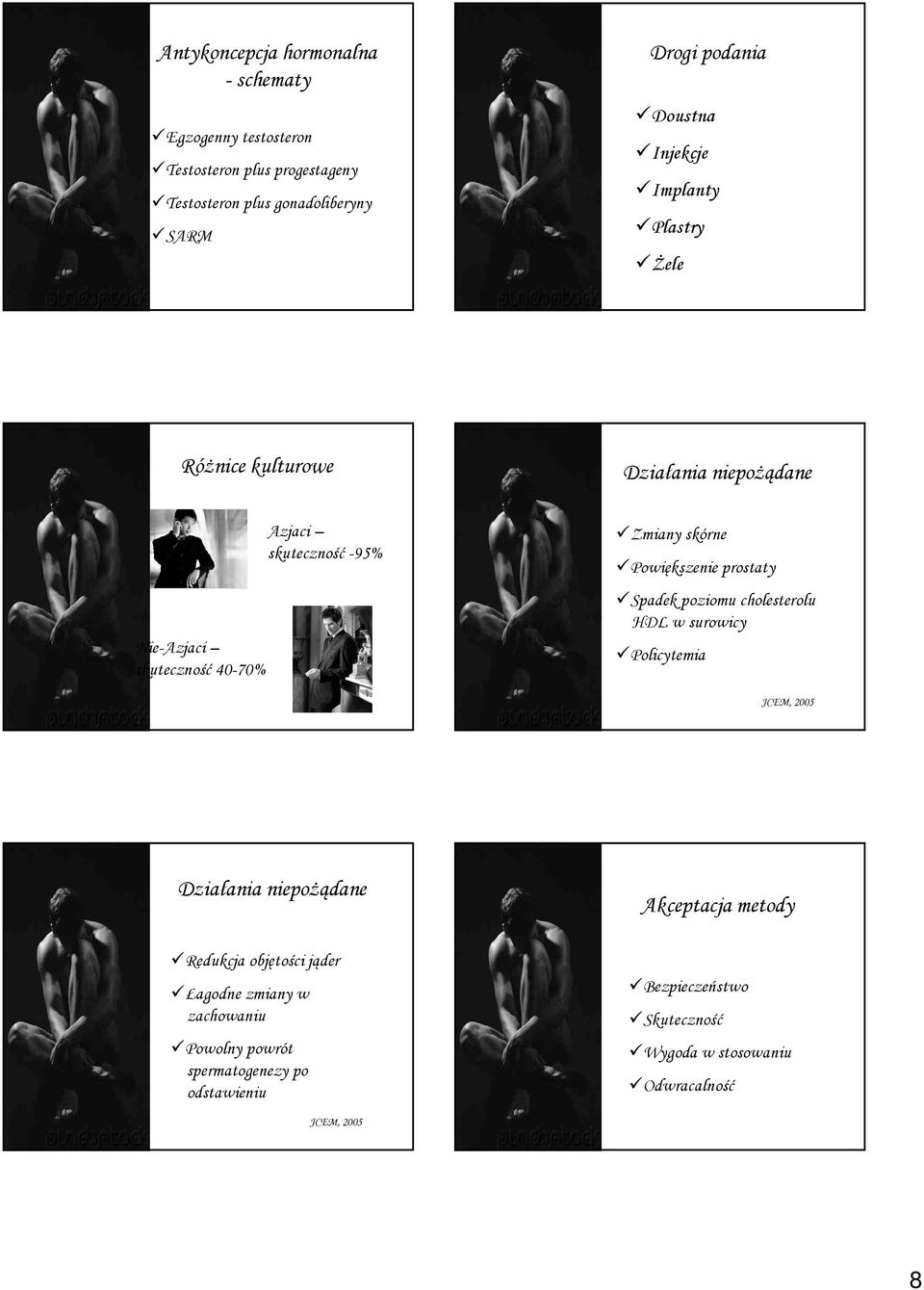 skórne Powiększenie prostaty Spadek poziomu cholesterolu HDL w surowicy Policytemia JCEM, 2005 Działania niepoŝądane Akceptacja metody Redukcja