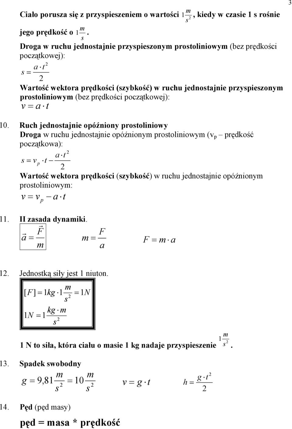 oczątkoej): v a t 0.