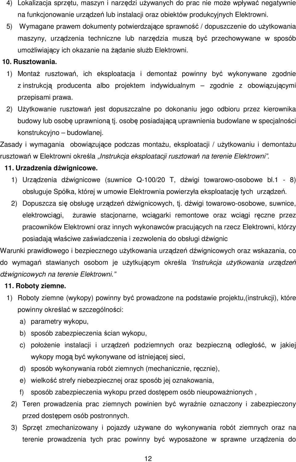 słuŝb Elektrowni. 10. Rusztowania.