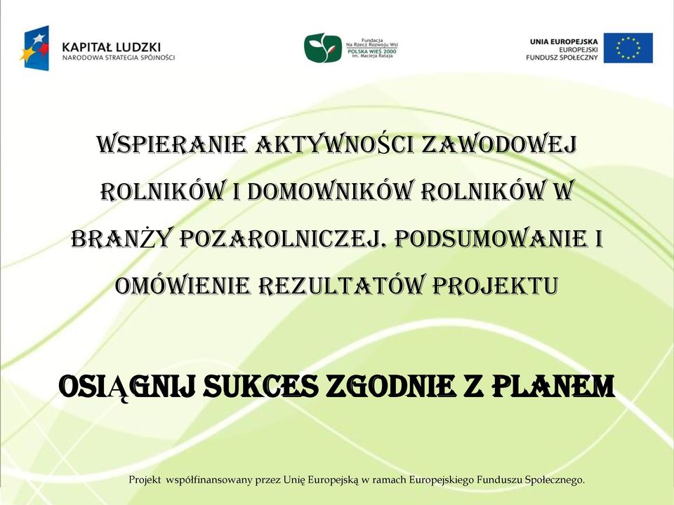 Podsumowanie i omówienie rezultatów projektu osiągnij sukces