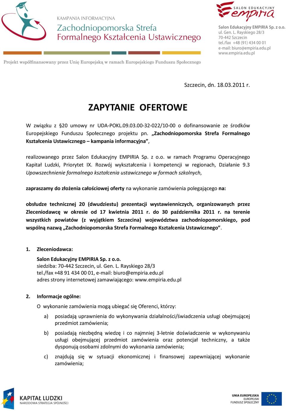 Rozwój wykształcenia i kompetencji w regionach, Działanie 9.