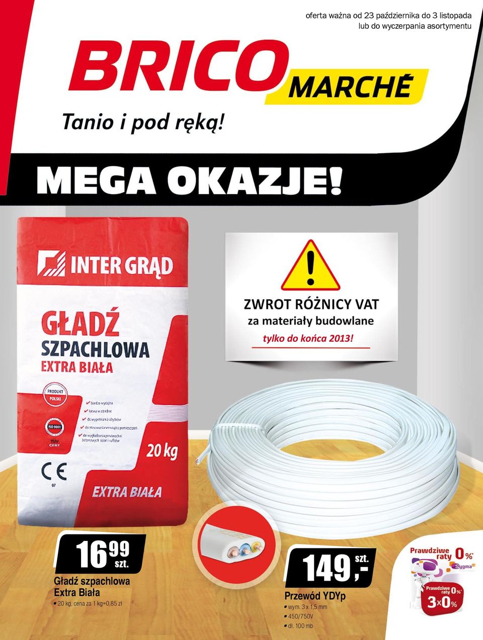 16 99 Gładź szpachlowa Extra Biała 20 kg, cena za 1