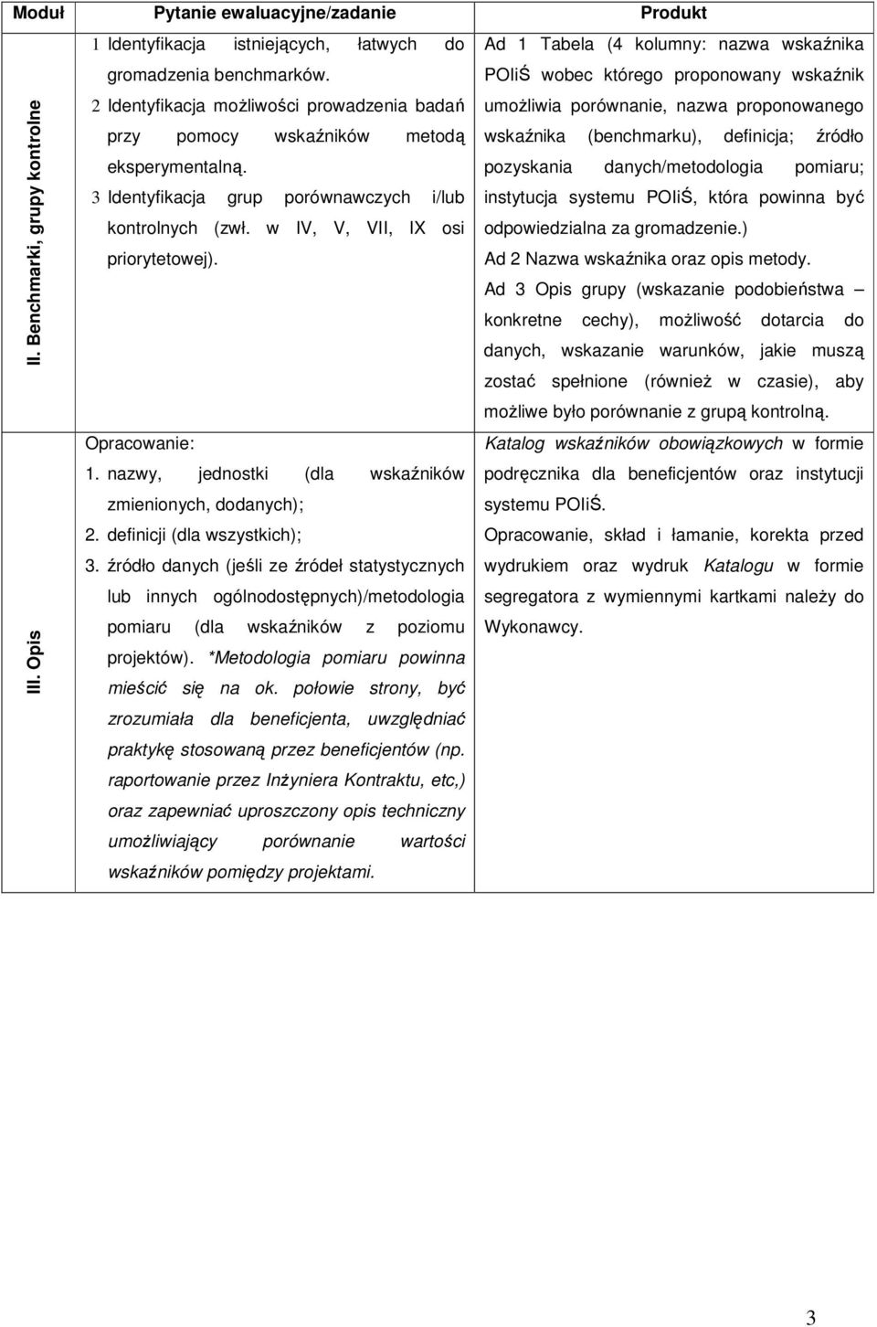 eksperymentalną. pozyskania danych/metodologia pomiaru; 3 Identyfikacja grup porównawczych i/lub instytucja systemu POIiŚ, która powinna być kontrolnych (zwł. w IV, V, VII, IX osi priorytetowej).