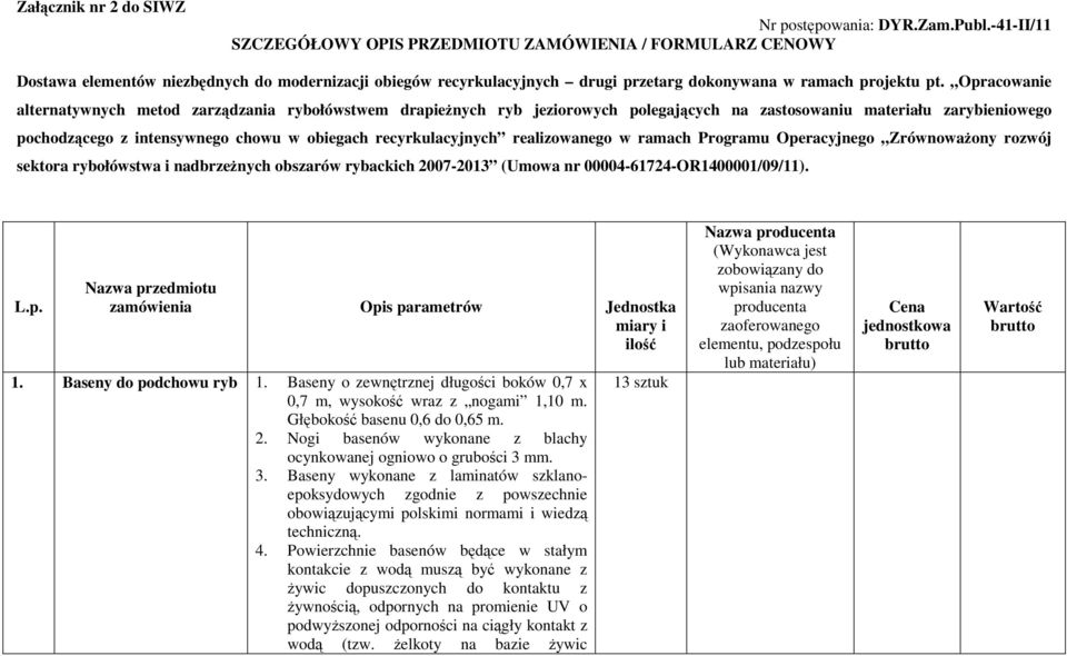 Opracowanie alternatywnych metod zarządzania rybołówstwem drapieŝnych ryb jeziorowych polegających na zastosowaniu materiału zarybieniowego pochodzącego z intensywnego chowu w obiegach