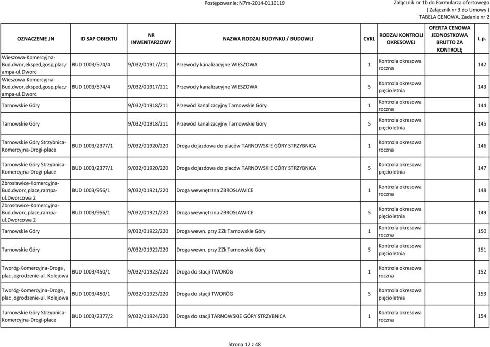 kanalizacyjny Tarnowskie Góry 42 43 44 Tarnowskie Góry 9/032/098/2 Przewód kanalizacyjny Tarnowskie Góry 5 45 Tarnowskie Góry Strzybnica- Komercyjna-Drogi-place BUD 003/2377/ 9/032/0920/220 Droga