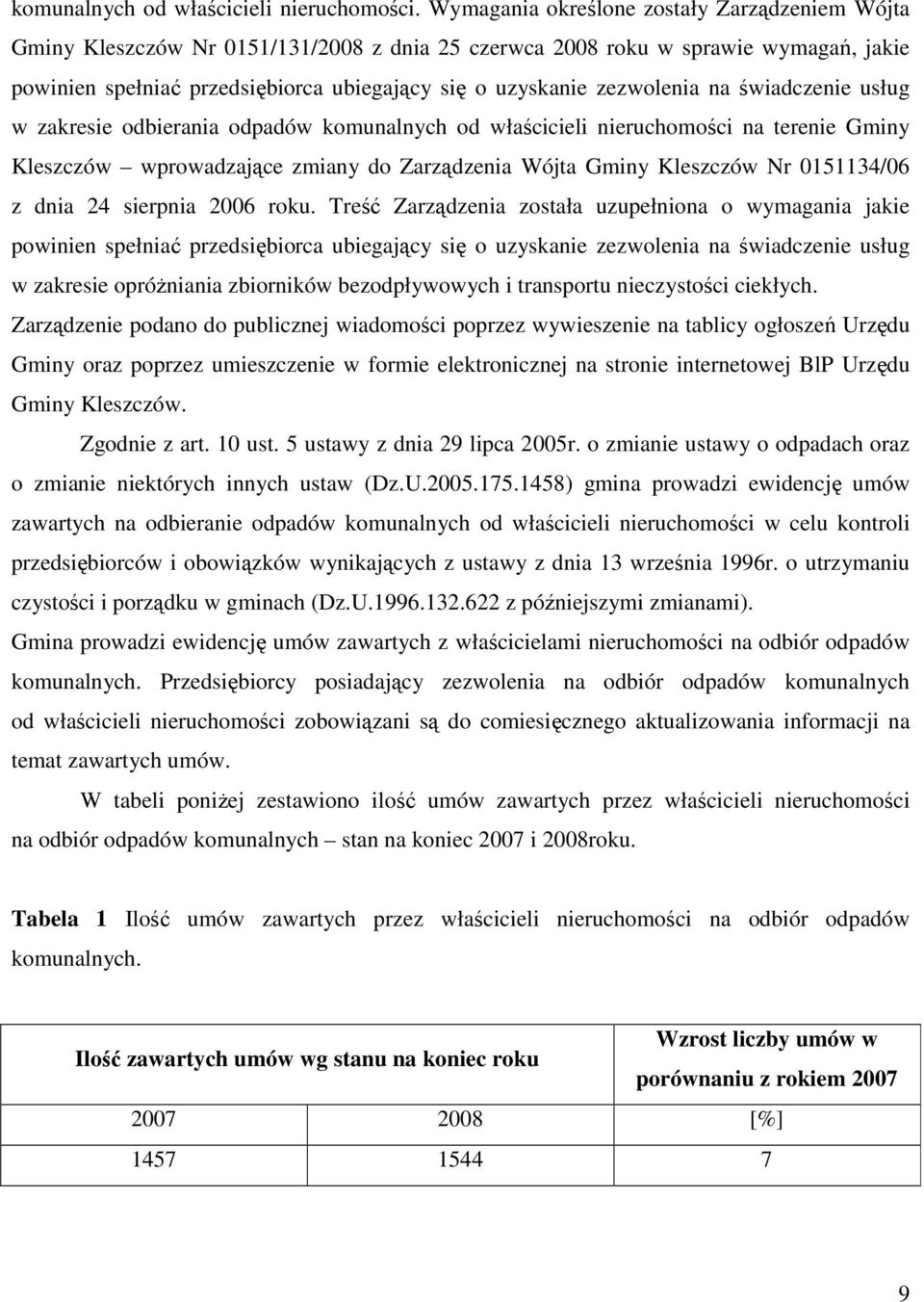 zezwolenia na świadczenie usług w zakresie odbierania odpadów komunalnych od właścicieli nieruchomości na terenie Gminy Kleszczów wprowadzające zmiany do Zarządzenia Wójta Gminy Kleszczów Nr