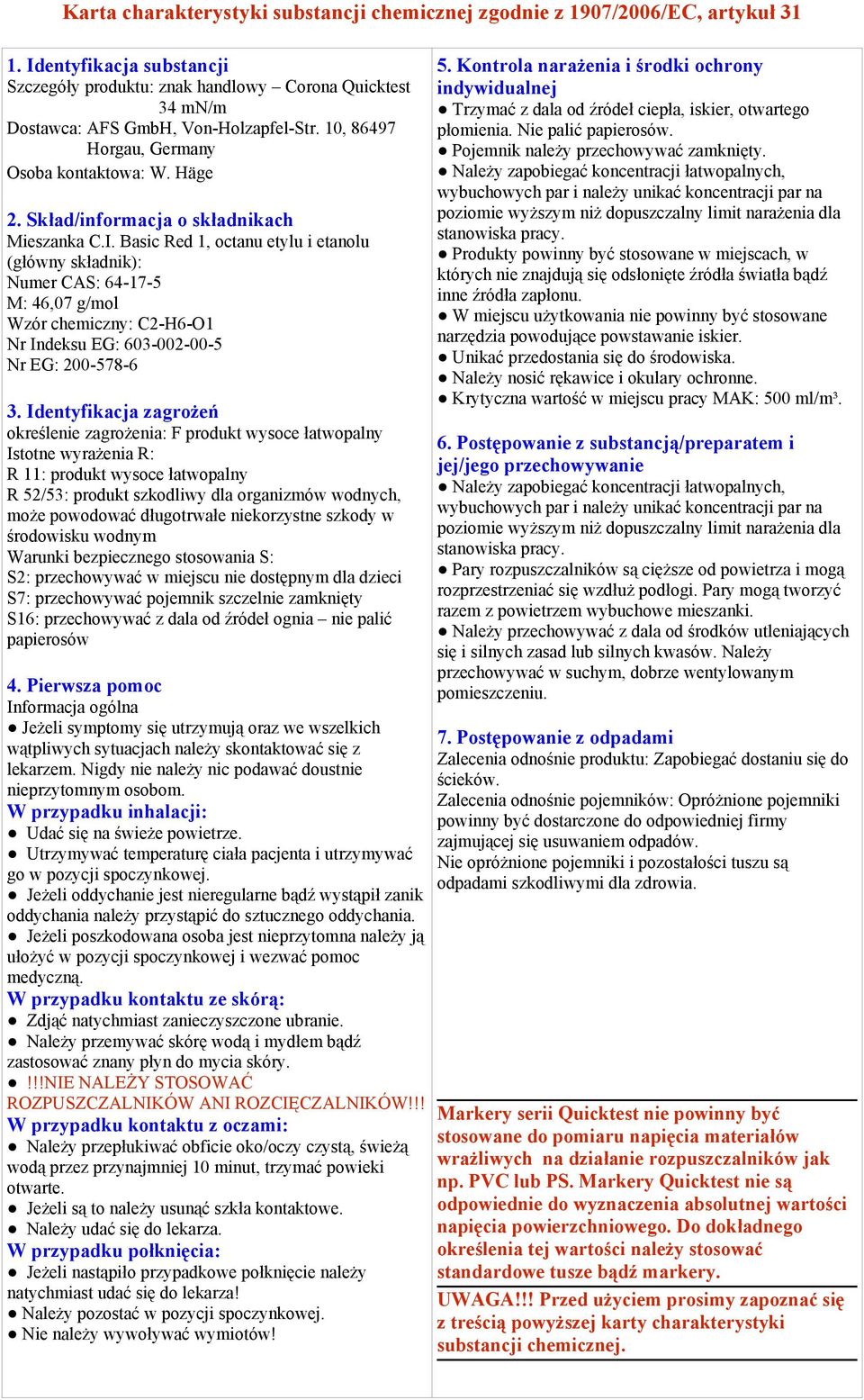 Skład/informacja o składnikach Mieszanka C.I.