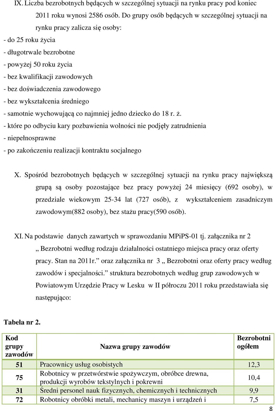 zawodowego - bez wykształcenia średniego - samotnie wychowującą co najmniej jedno dziecko do 18 r. ż.