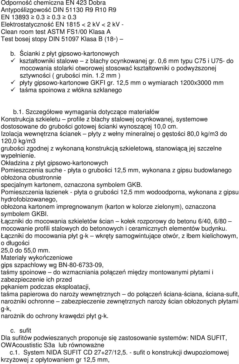 Ścianki z płyt gipsowo-kartonowych kształtowniki stalowe z blachy ocynkowanej gr.