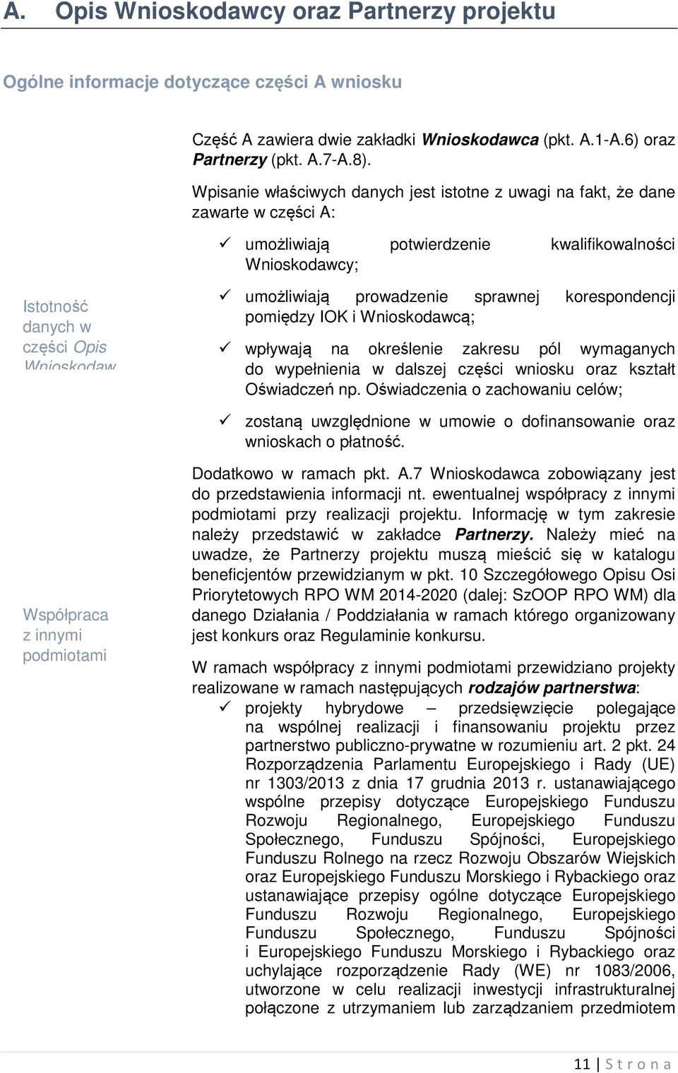 prowadzenie sprawnej korespondencji pomiędzy IOK i Wnioskodawcą; wpływają na określenie zakresu pól wymaganych do wypełnienia w dalszej części wniosku oraz kształt Oświadczeń np.