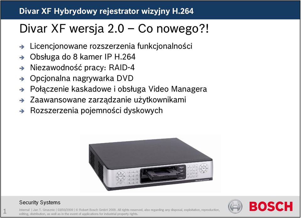 264 Niezawodność pracy: RAID-4 Opcjonalna nagrywarka DVD Połączenie