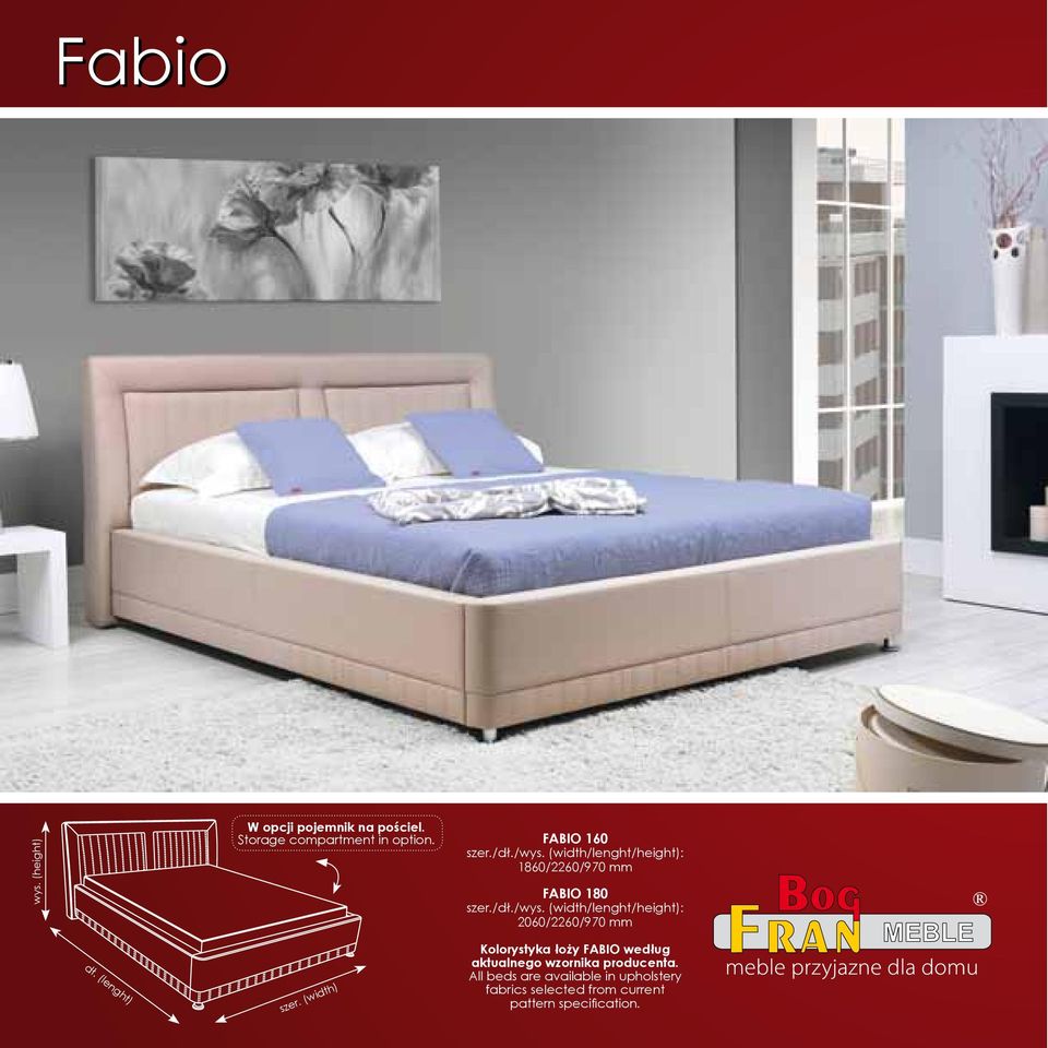 FABIO 160 1860/2260/970 mm FABIO 180