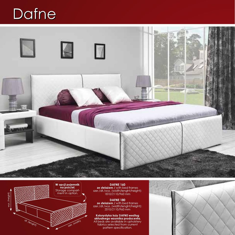 DAFNE 160 ze stelażem / with bed frames