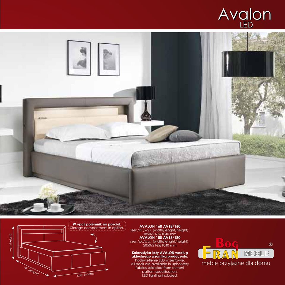 AVALON 160 AV18/160 1850/2165/1040 mm AVALON 180 AV18/180