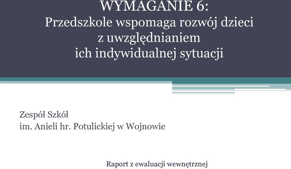 sytuacji Zespół Szkół im. Anieli hr.