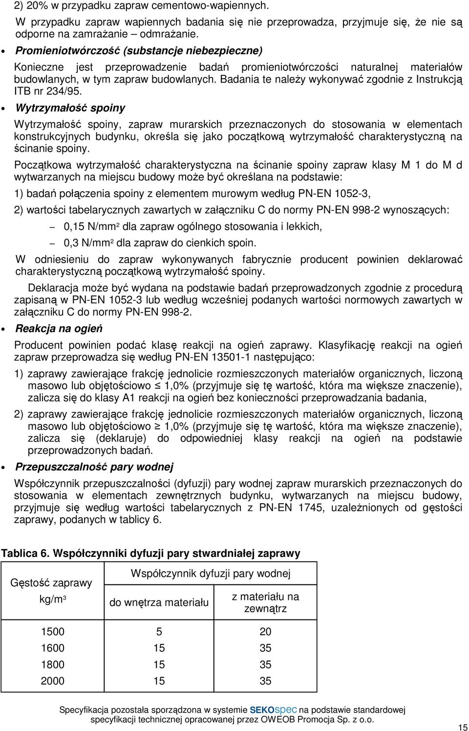 Badania te naleŝy wykonywać zgodnie z Instrukcją ITB nr 234/95.
