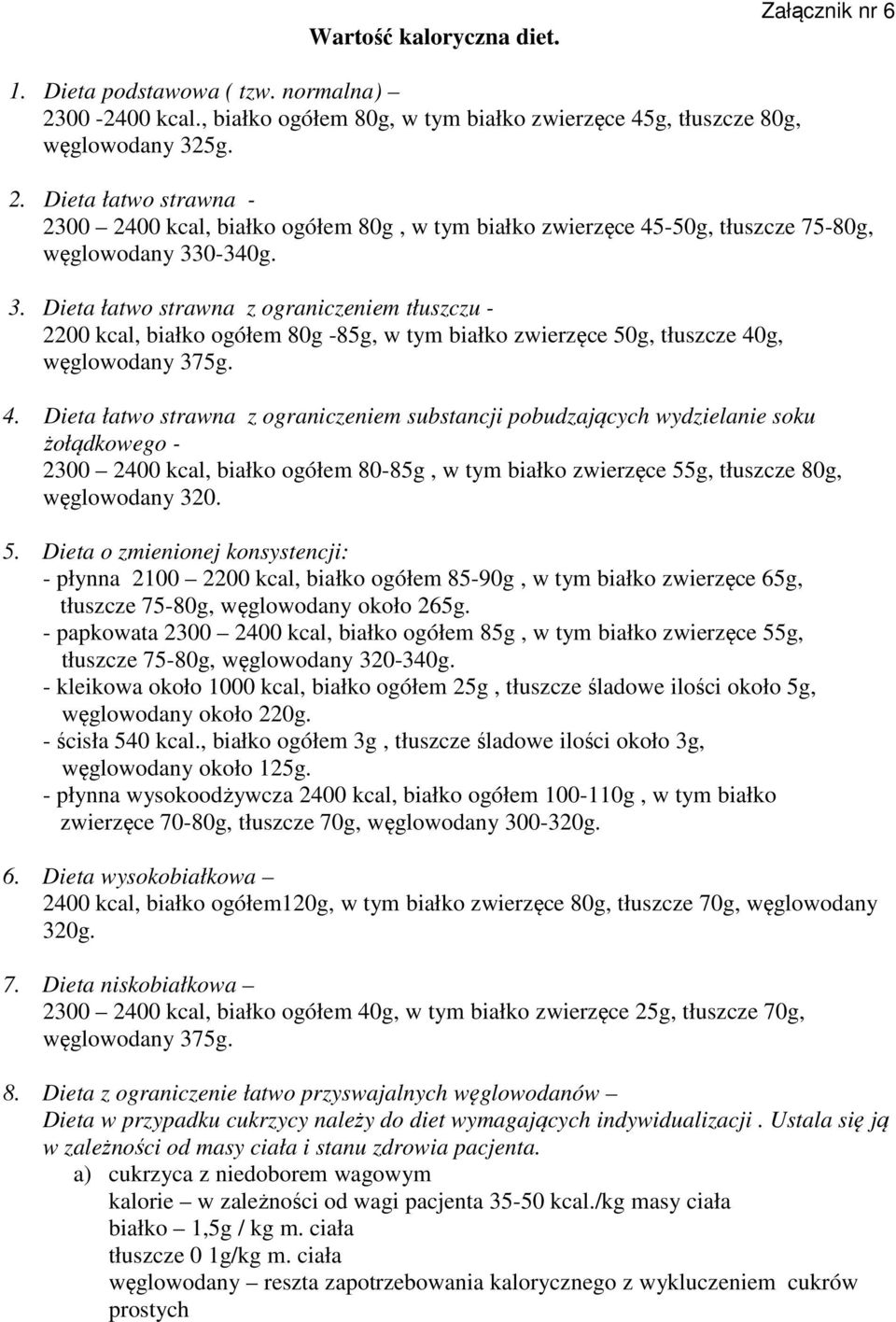 Dieta łatwo strawna - 2300 2400 kcal, białko ogółem 80g, w tym białko zwierzęce 45-50g, tłuszcze 75-80g, węglowodany 33