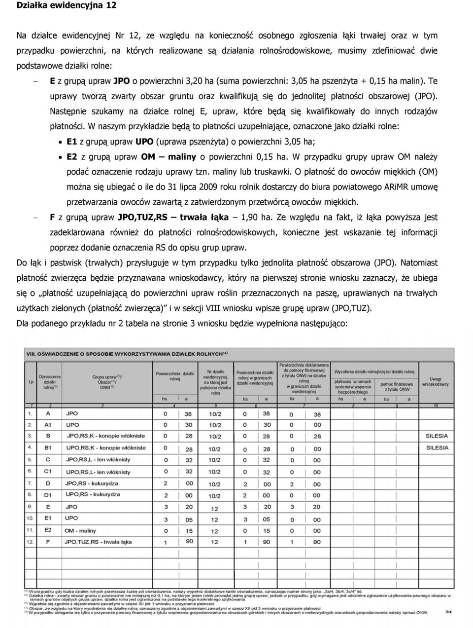 Te uprawy tworzą zwarty obszar gruntu oraz kwalifikują się do jednolitej płatności obszarowej (JPO).