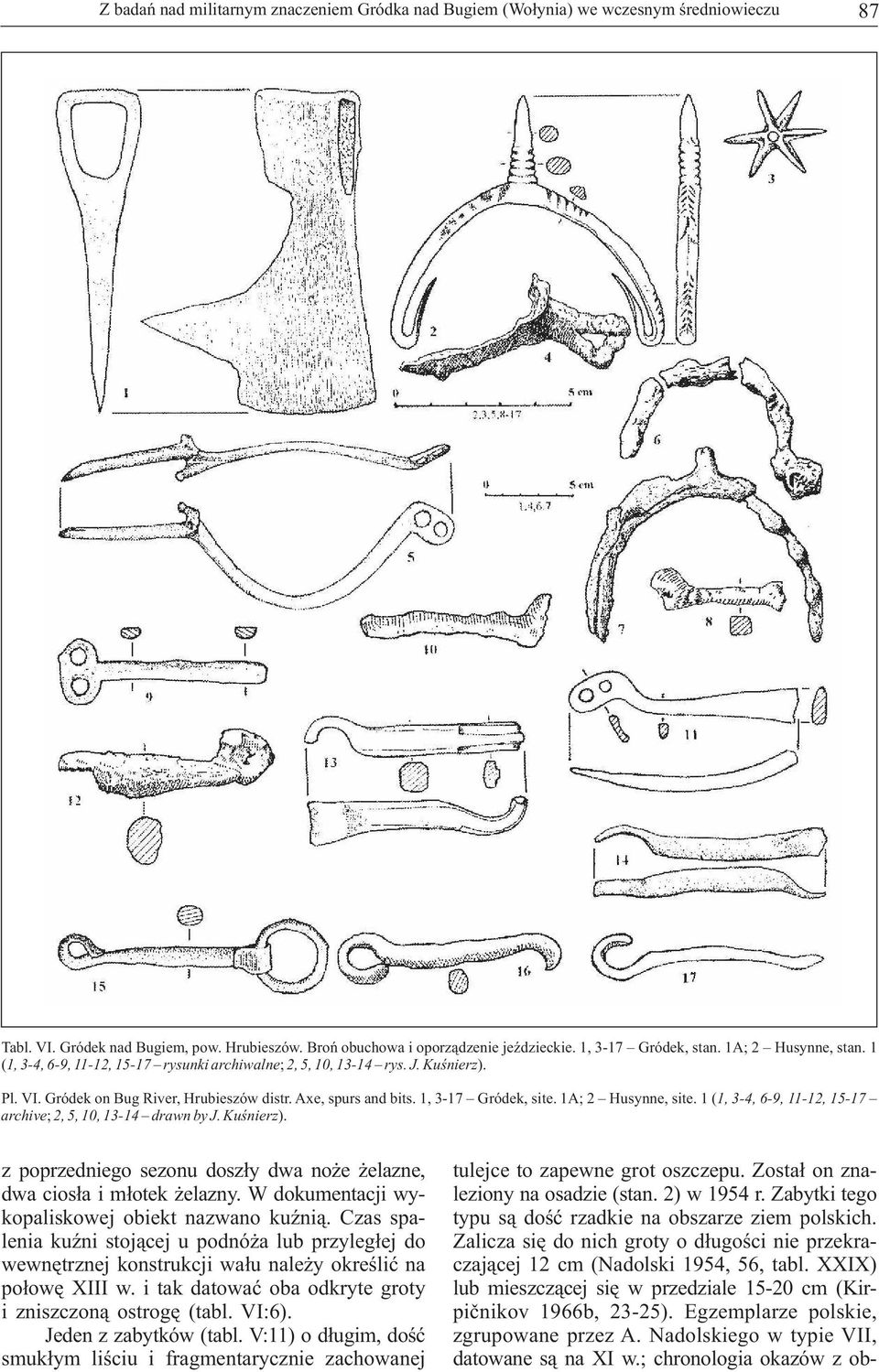 1A; 2 Husynne, site. 1 (1, 3-4, 6-9, 11-12, 15-17 archive; 2, 5, 10, 13-14 drawn by J. Kuśnierz). tulejce to zapewne grot oszczepu. Został on zna- leziony na osadzie (stan. 2) w 1954 r.