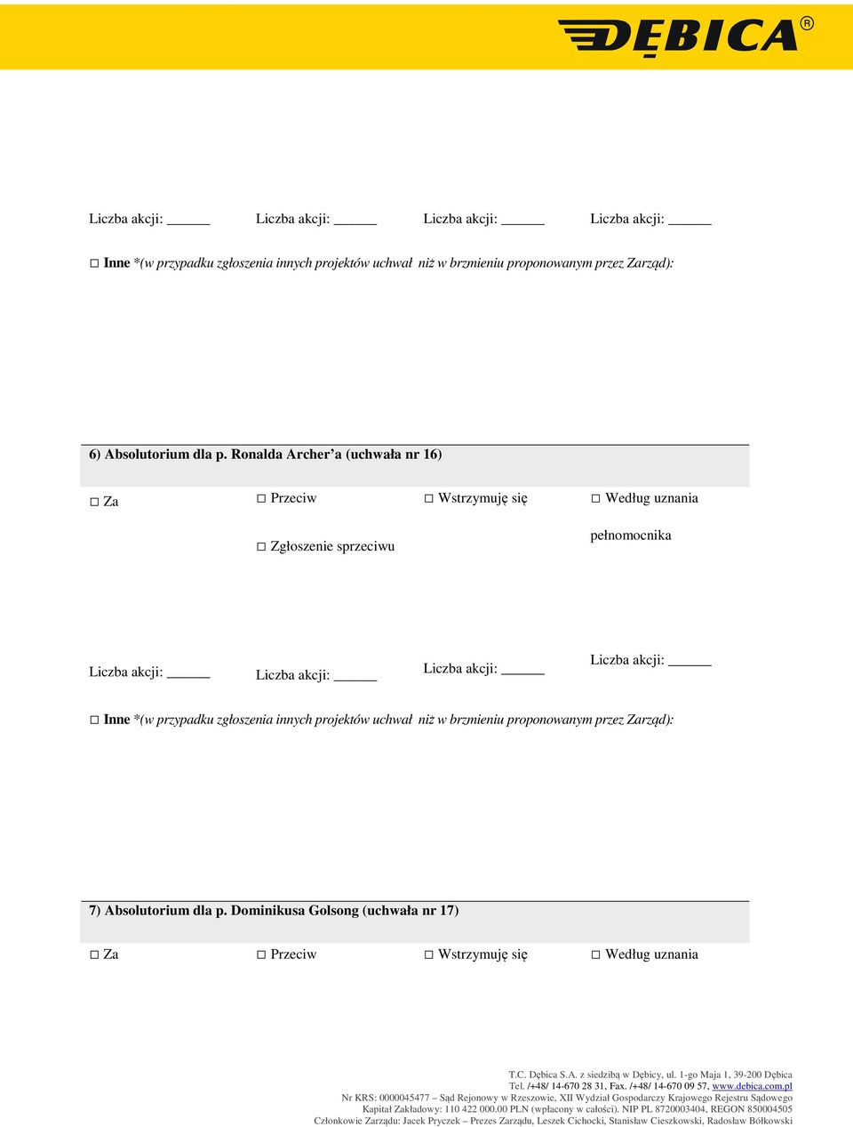 16) 7) Absolutorium dla p.