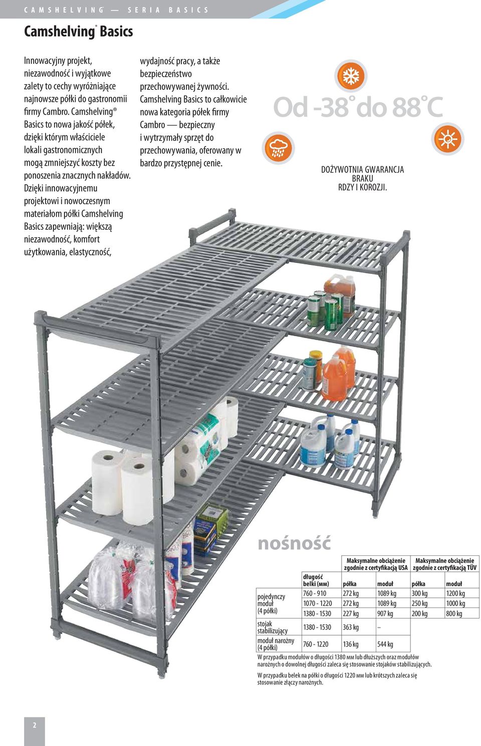 Dzięki innowacyjnemu projektowi i nowoczesnym materiałom półki Camshelving Basics zapewniają: większą niezawodność, komfort użytkowania, elastyczność, wydajność pracy, a także bezpieczeństwo