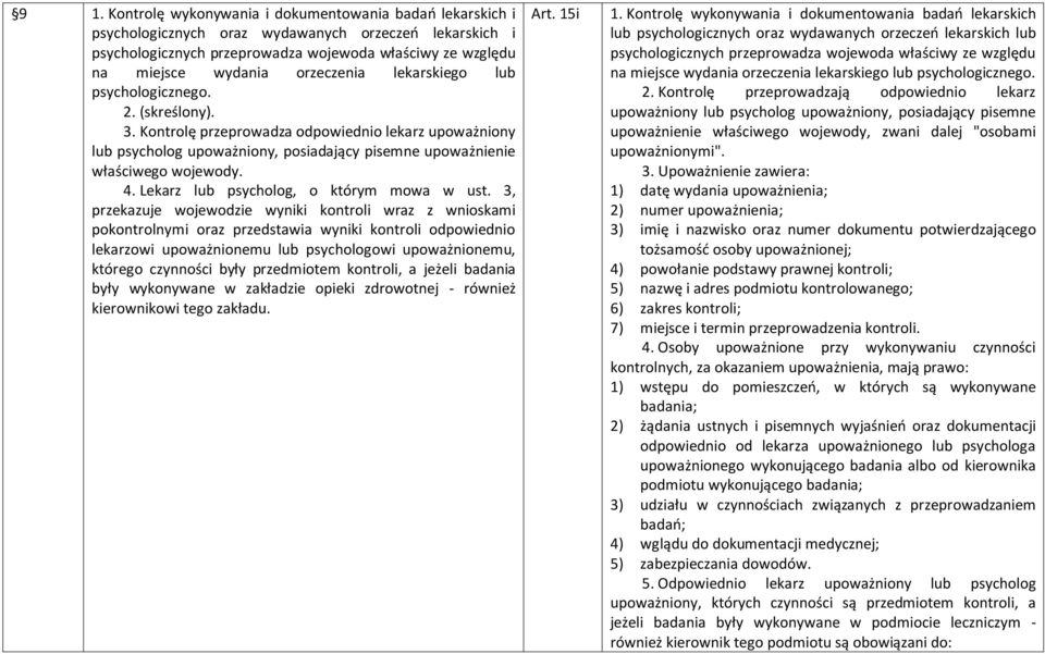 Lekarz lub psycholog, o którym mowa w ust.
